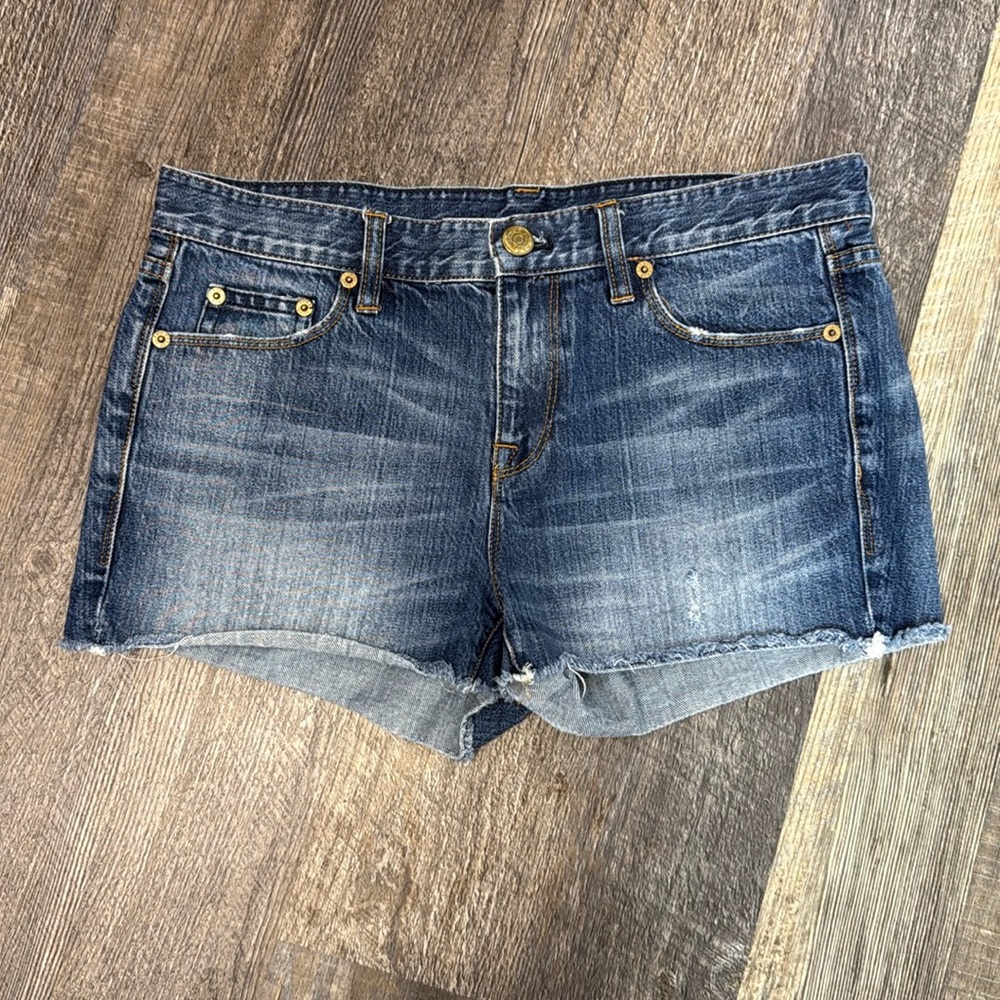 J. Crew Cut Off Distressed Blue 2” Denim Shorts Women Size 27